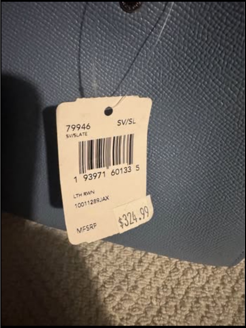 Coach Slate Blue Pebbled Leather Tote with Tag